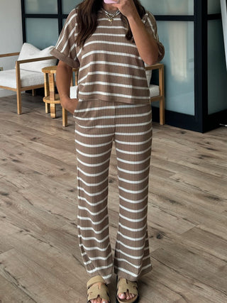 Always Cozy Stripe Set | Taupe