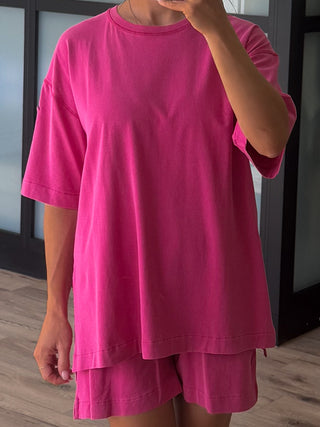 Roam Tee + Shorts Set | Raspberry
