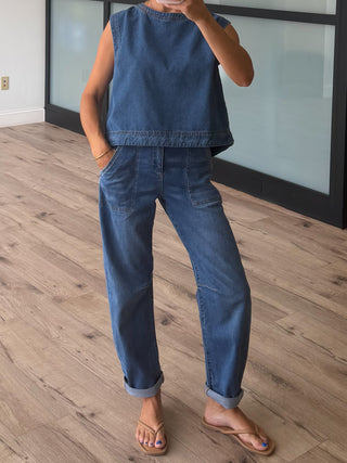 Denim Shift Tank | Medium Wash