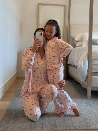 Women's Cherry Pointelle Ruffle Set | +Plus Available