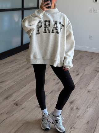 "PRAY" Mock Neck Sweatshirt | Gingham