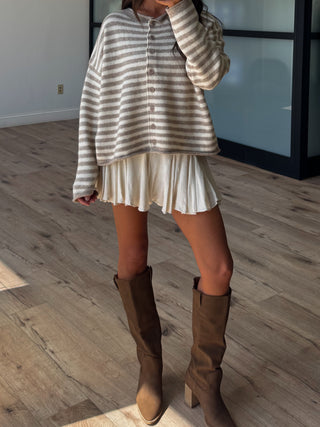 Rielle Stripe Cardigan | Natural