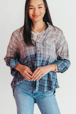 Blue Mountain Ombre Plaid Top