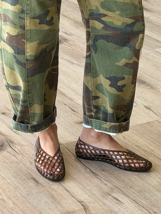 Jelly Mesh Ballet Flats | Brown