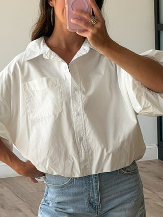 Priscilla Bubble Button-Down Top