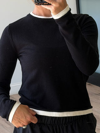 Think Twice Layered Knit Top | Black