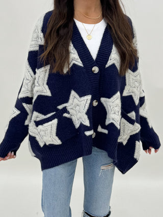 Stormi Star Oversized Cardigan | Navy | RESTOCK