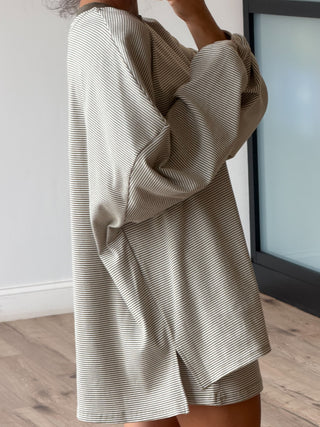 Easy Going Ribbed Stripe Pullover | Ash