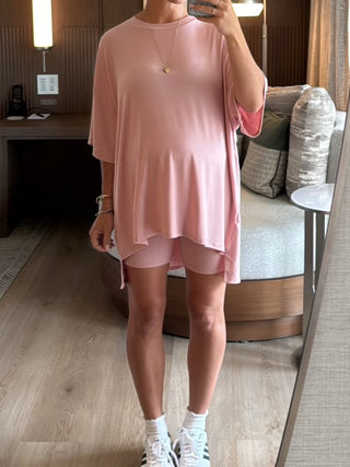 Novi Ribbed Tee + Shorts Set | Dusty Rose | +Plus Available