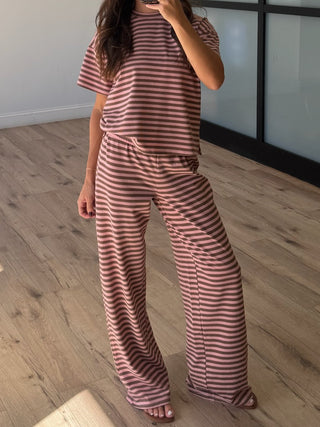 Miah Ribbed Knit Tee | Choco Berry