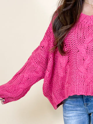 Fisher Chunky Cable Knit Sweater | Hot Pink | FINAL SALE