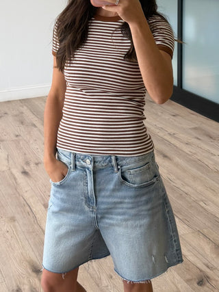 On With It Stripe Tee | Chocolate
