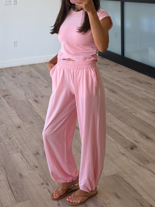 Birdie Crossover Two Piece Set | Ballet Pink