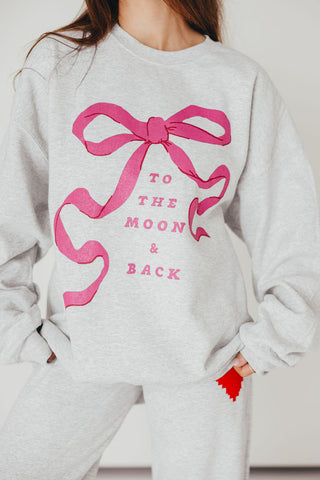 “To The Moon & Back” Bow Graphic Sweatshirt | +Plus Available | PRE-ORDER