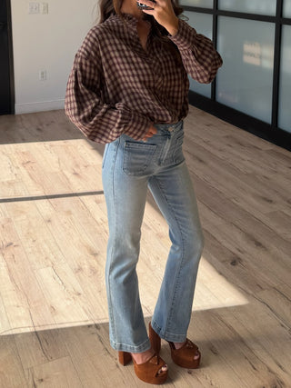 Threaded Grid Button-Down Top | Woodland