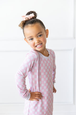 Kids Checkered Pajama Set | Pale Pink | Tiny Talulah