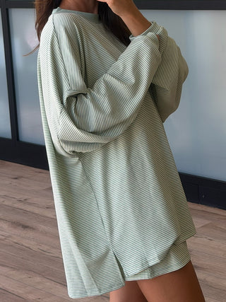 Easy Going Ribbed Stripe Pullover | Mint
