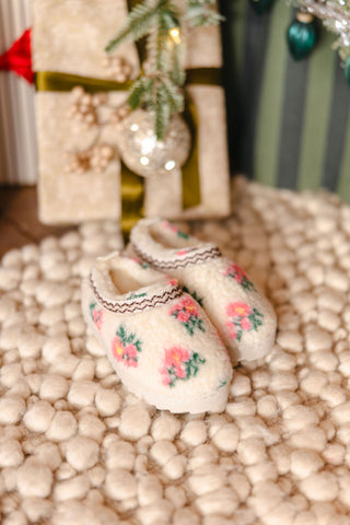 Kids Snowdrop Slides | Ivory/Pink