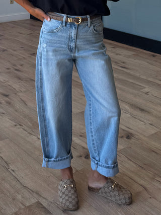 Kye Crop Barrel Jeans