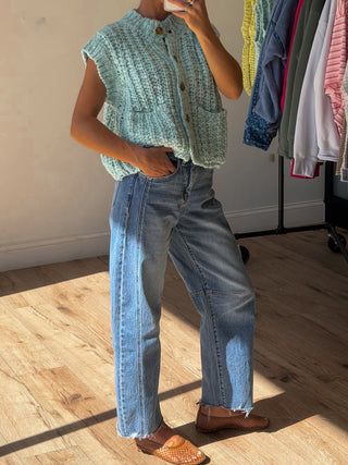 Kassie Chunky Knit Vest | Seafoam