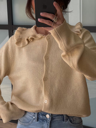 Molly Ruffle Collar Cardigan | Vanilla
