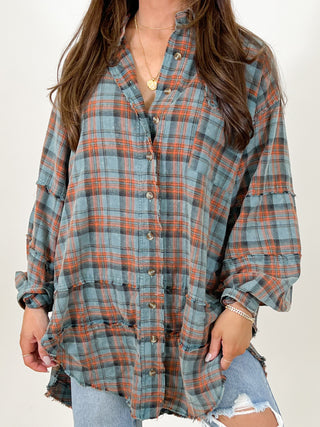 Stone Cliff Plaid Tunic | Vintage Teal | +Plus Available | RESTOCK