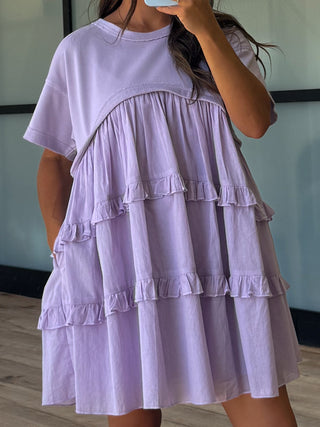 Nia Casual Layered Dress | Lavender