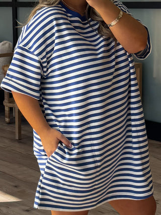 Tipton Stripe Pullover Dress | Blue