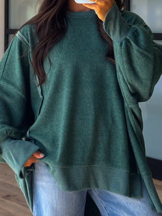 Out + About Brushed Knit Pullover | Pine
