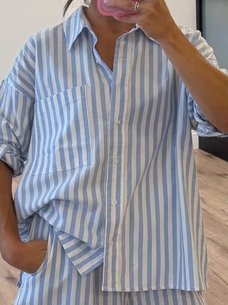 Rian Stripe Button-Down | Sky Blue | RESTOCK