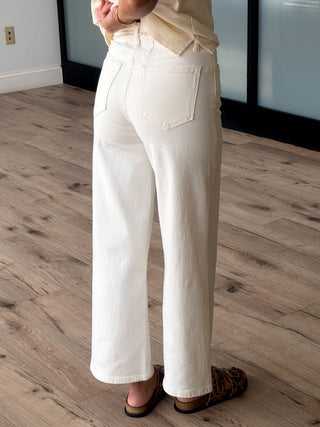 Carpenter Drawstring Cropped Jeans | White