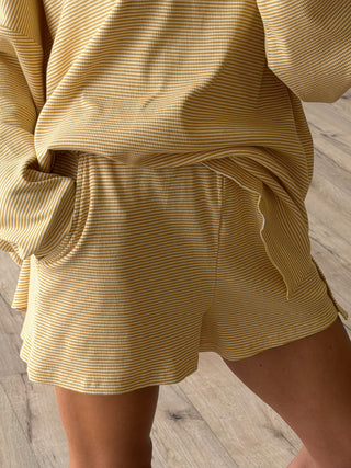 Easy Going Ribbed Stripe Shorts | Golden