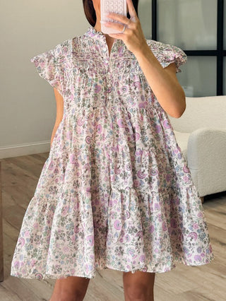 Tinsley Flutter Dress | Lavender Pink Floral