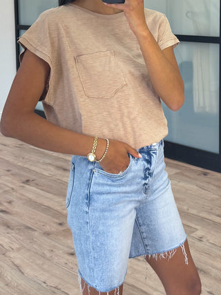 Relaxed Cotton Pocket Tee | Taupe