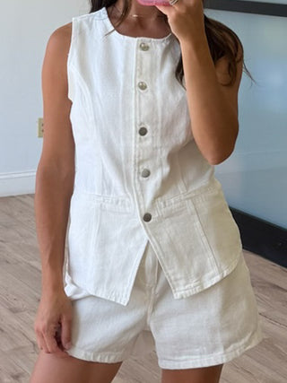 Carissa Denim Shorts | White