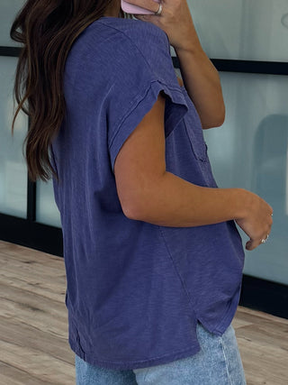 Relaxed Cotton Pocket Tee | Indigo