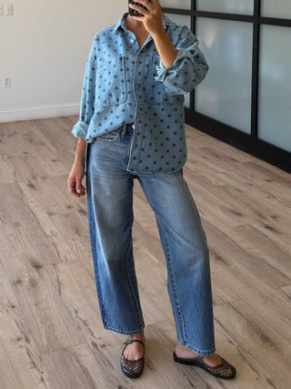 Cavi Polka Dot Denim Shacket