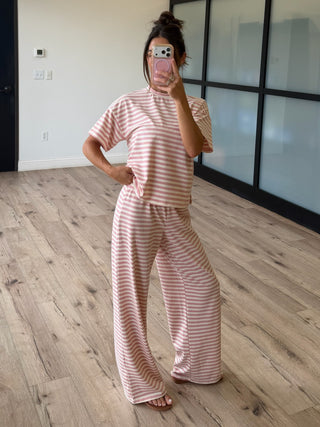 Miah Ribbed Knit Tee | Ballet Pink