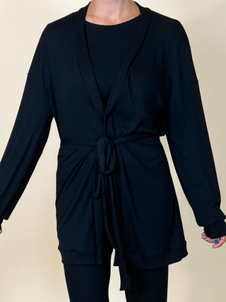 Downtime Ribbed Robe | Black | +Plus Available | FINAL SALE