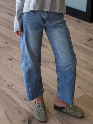 Gwyn Cut Hem Barrel Jeans | RESTOCK