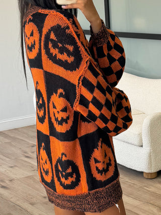 Oversized Checkered Pumpkin Sweater | FINAL SALE