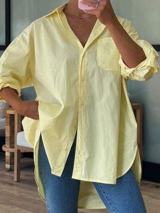 Poplin Cotton Button-Down Shirt | Yellow | RESTOCK