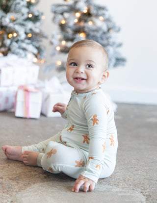 Gingerbread Joy Sleep Onesie | Blue | Tiny Talulah