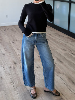 Think Twice Layered Knit Top | Black