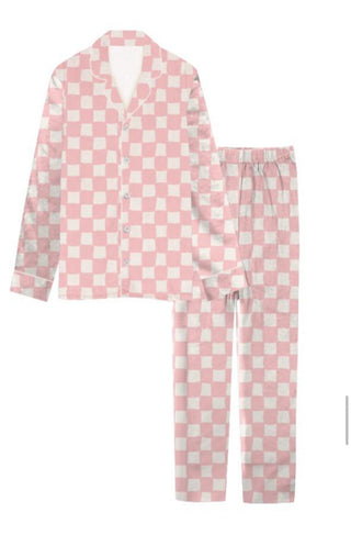 Checkered Pajama Set | Pale Pink | +Plus Available