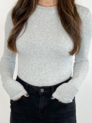 Essential Ribbed Long Sleeve | Grey | +Plus Available | RESTOCK