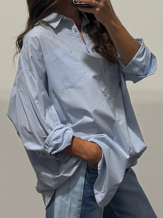 Faye Poplin Button-Down Shirt | Sky