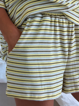 Jovi Ribbed Knit Tee + Shorts Set | Mellow Yellow | +Plus Available