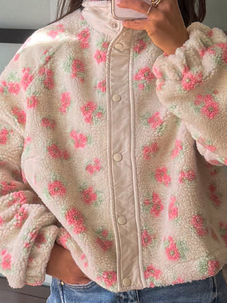 Calla Sherpa Bomber Jacket | Pink