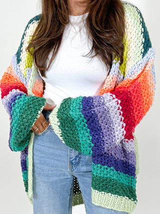 Chunky Stripe Cardigan | Rainbow